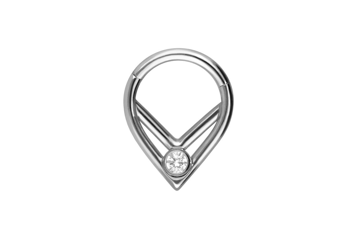 Titan Segmentring Clicker Piercing 2 SPITZE RINGE + KRISTALL